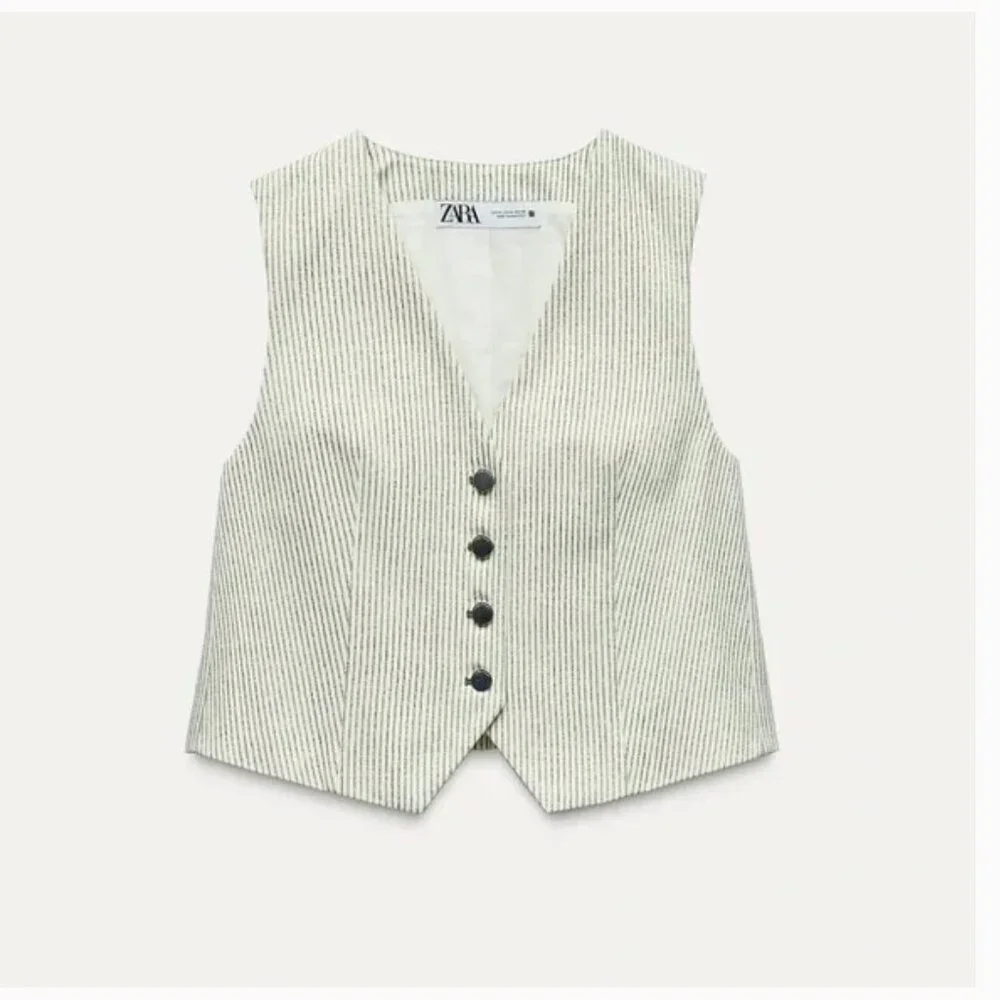 Zara Pinstriped Matching vest and jean set - size L